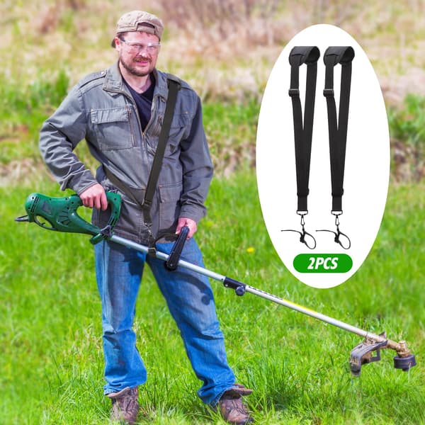 Adjustable Shoulder Straps - Brush Cutter Harness for Lawn Mower with Durable Nylon Belt for Gardening (Black)