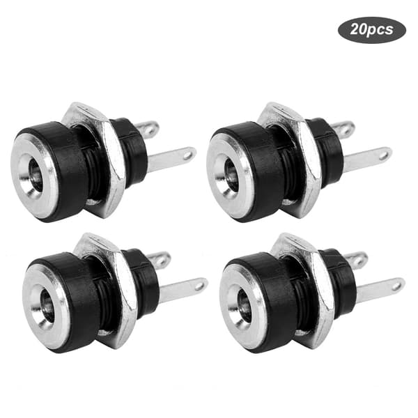 20 pcs DC 022B Power Supply Female Jack Socket Thread with Nut Copper ...