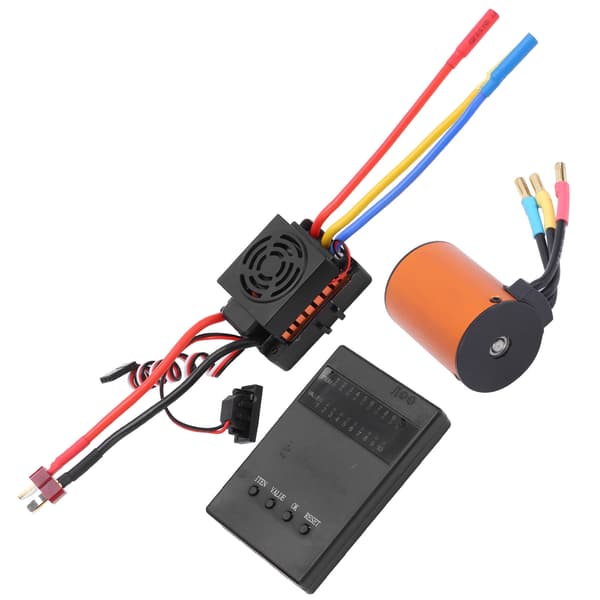 Waterproof 3650 3500KV Brushless Motor and 60A ESC Programming Card Set for 1/8 1/10 RC Car