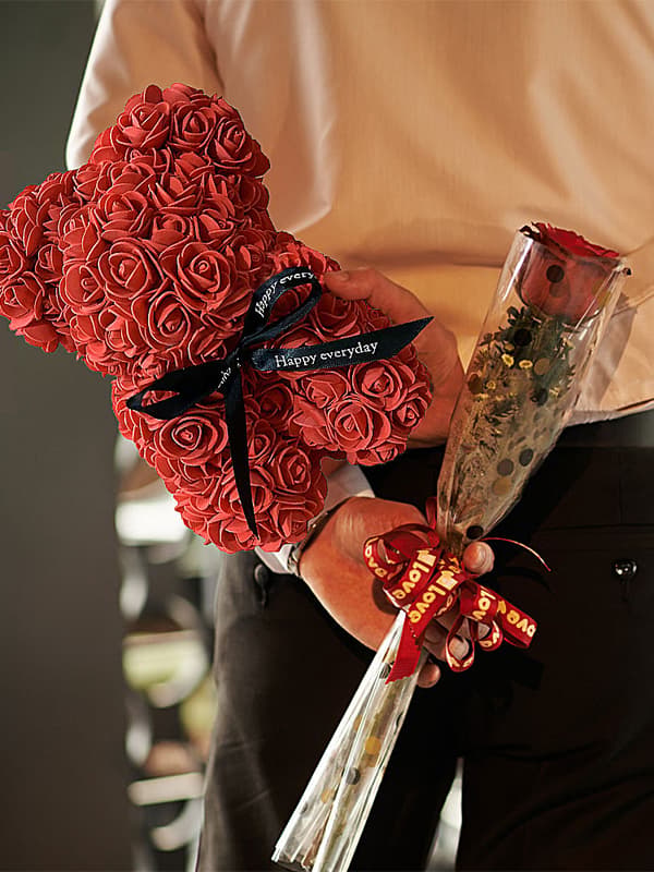 Romantic Artificial Rose Bear Valentine's Day Gift