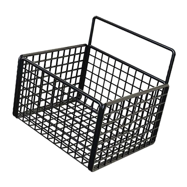 Wall Mounted Storage Basket, No Drilling, Self-Adhesive Metal Wire Hanging Basket for Kitchen, Pantry, Bathroom Organization, Black