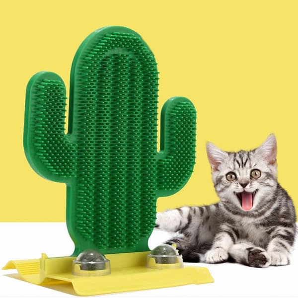 Interactive Cactus Cat Scratch Toy Brush Wall Mounted Toy For Fun Training Cat Wall Sofa Scratcher Groomers Toy