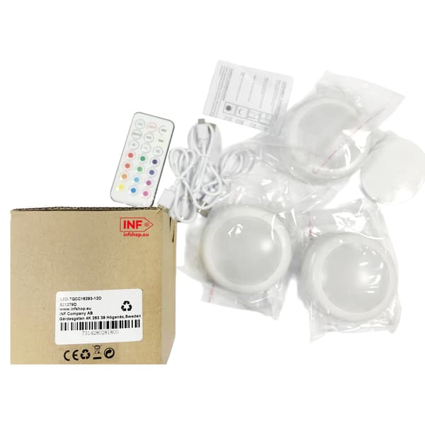 Rechargeable LED Spots 13 RGB Colors 3-pack White
