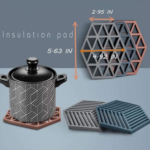 Non-slip High Temperature Resistance, Hexagon Silicone Pot Mat Microwave Use, Creative Hollowed-out Design For Elegant Serving