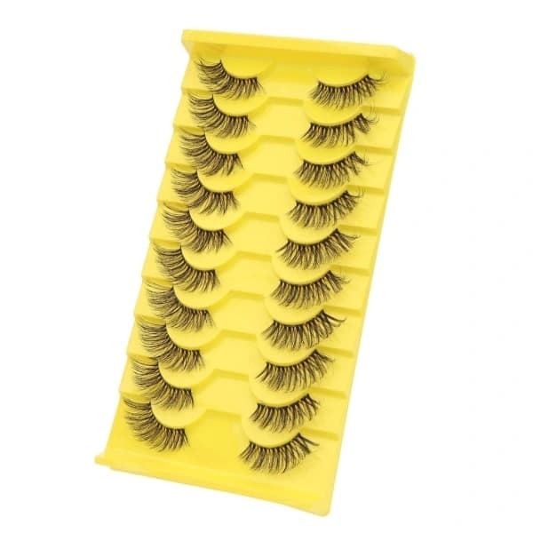 10 Pairs Half Lashes with Clear Bands, Wispy Eyelashes, Natural Look, 3D Lashes, Short Cat-Eye Lashes, False Eyelashes E
