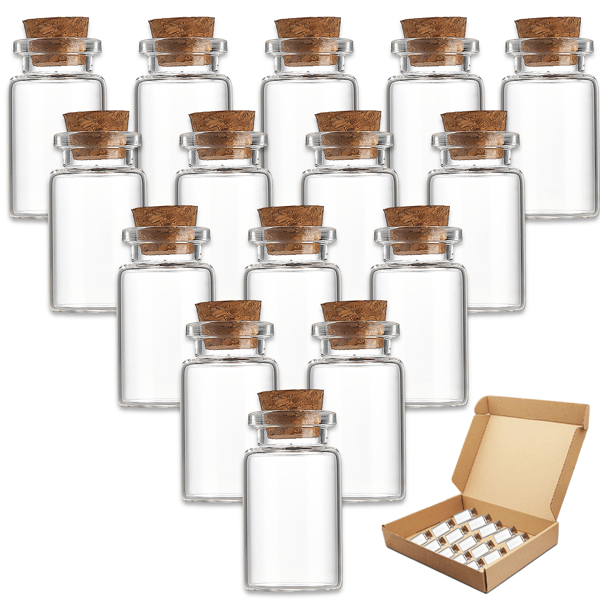 Creative Craft Solution, Clear Glass Jars with Cork Stoppers for Message Bottle Projects, Transparent Mini Glass Bottles Suitable for DIY and