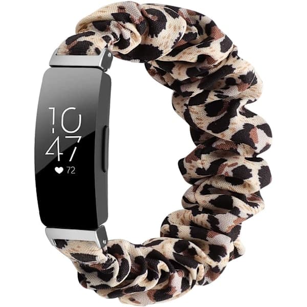MEFEO Scrunchies Kompatible med Fitbit Inspire 2 Armbånd/Inspire Leopard (Small, Leopard)