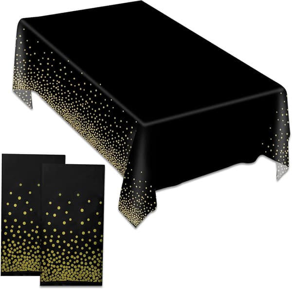 2-pack guldfärgade prickiga bordsdukar, festdukar, 137x274 cm rektangulära