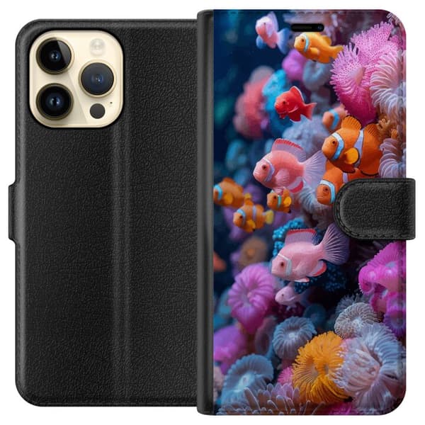 Yhteensopiva lompakkokotelo Apple iPhone 15 Pro Max -puhelimelle, kala, koralli, meri, valtameri, vedenalainen