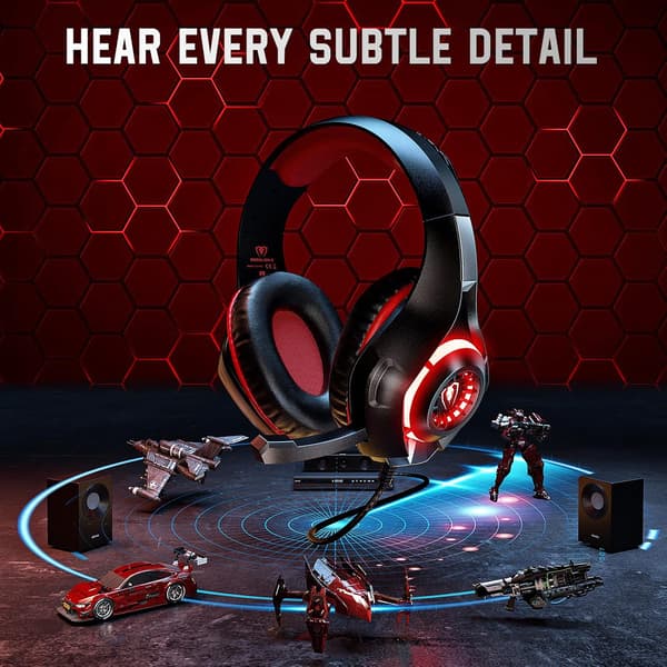 Gaming Headset til PS4 PS5 PC Xbox One Switch med støjreducerende mikrofon, PC Gaming-hovedtelefoner med 3,5 mm-stik