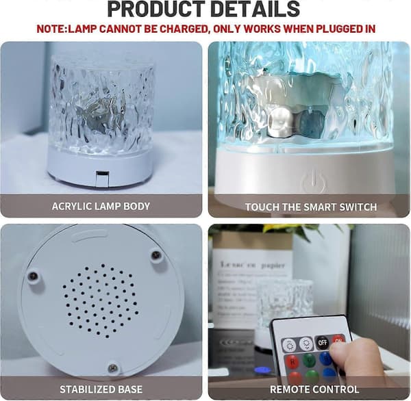 Water Wave Atmosphere Lamp, 16 Colors Remote Control, with Cable