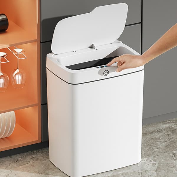 Automatic Trash Can with Lid, Rechargeable Battery Smart Sensor Trash Can, USB Charging Compact and Slim Design for Bathroom Kitchen Bedroom, Large