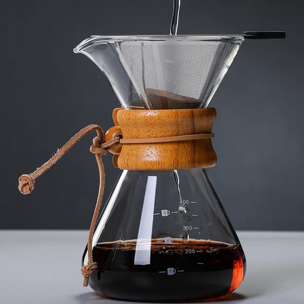 Coffee Maker with Reusable Filter, Pour Over Method Meets Style with Wooden Sleeve