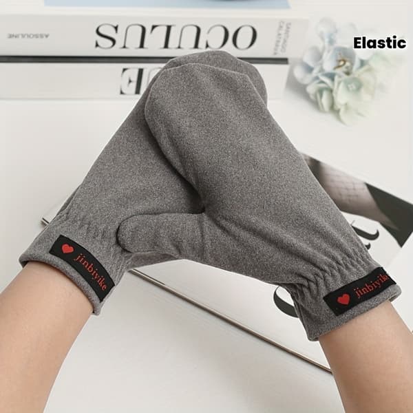 Herre Fingerløse Handsker til Efterår og Vinter: Enkel Elastisk Tynd Varm Fleece med Fuld Hånddækning, Perfekt til Par udendørsaktiviteter [DB] Black