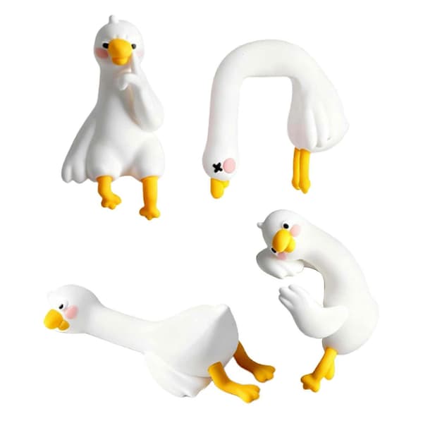 Søde ænder bil instrumentbræt ornament computerskærm topper figur til kontor og gaming setup - yndig hvid and skrivebordstilbehør Blå Blue