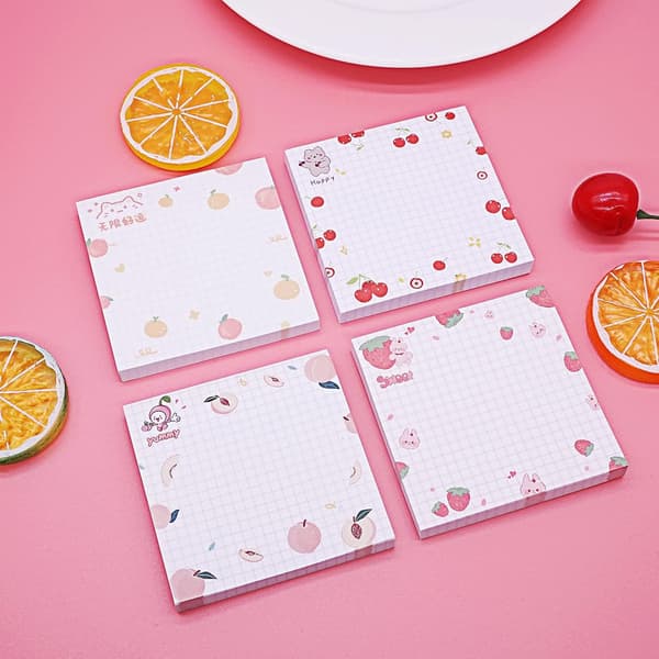 Cute Post-it Notes, Reusable Kawaii Sticky Notes for Creative Minds, 80 Sheets per Pad, 4-Pack, Residue-Free Adhesive, Suitable for Various