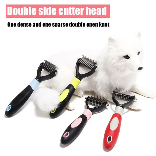 Pet Fur Trimmer Dog Brush Tool Comb Blue L
