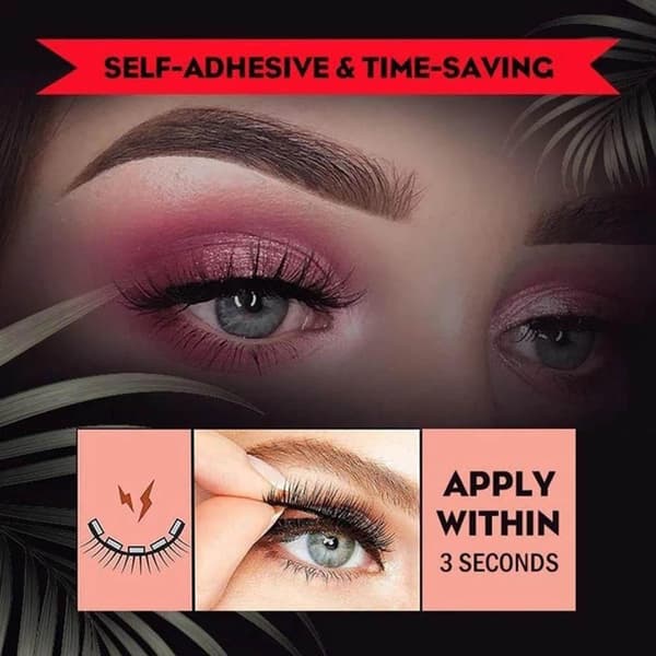 1 Pair Reusable Self-Adhesive Eyelashes Waterproof No Liner or Glue Needed