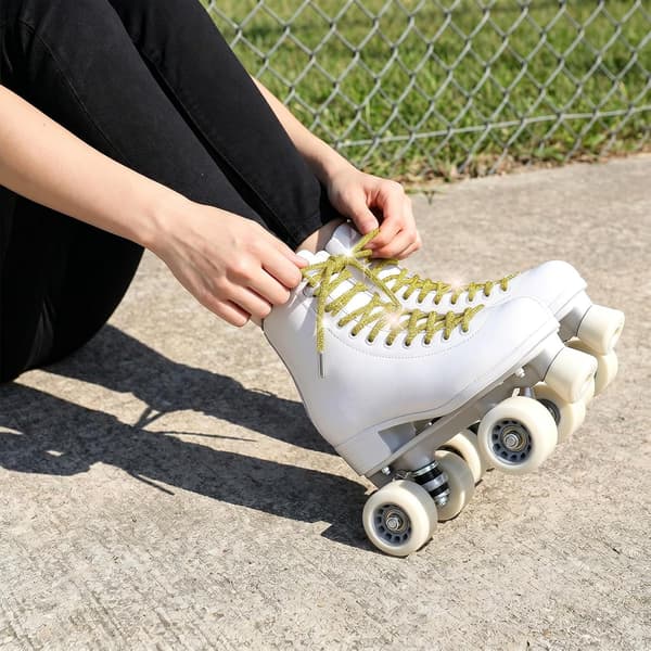 2 stk rhinstensglitrende snørebånd til sneakers, bling-reb Gold
