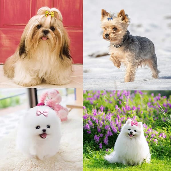 [LCS] Cute Small Dog Hair Bands Top Knot Small Bow with Elastic