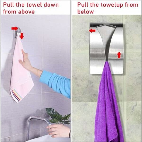 3-pakning selvklebende håndkle- og svampholder, veggkroker i rustfritt stål [JUN]