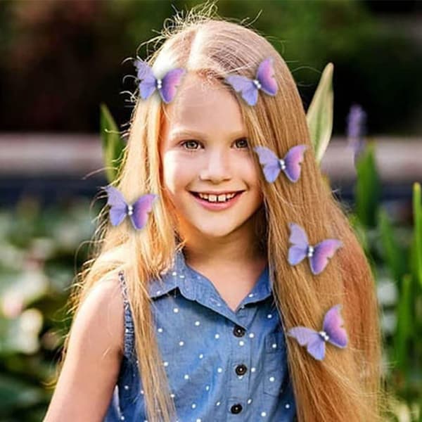 Pakke med 4 sommerfuglehårklemmer Lilla sommerfuglehårnåle Søde sommerfugle Håraccessories til kvinder og piger