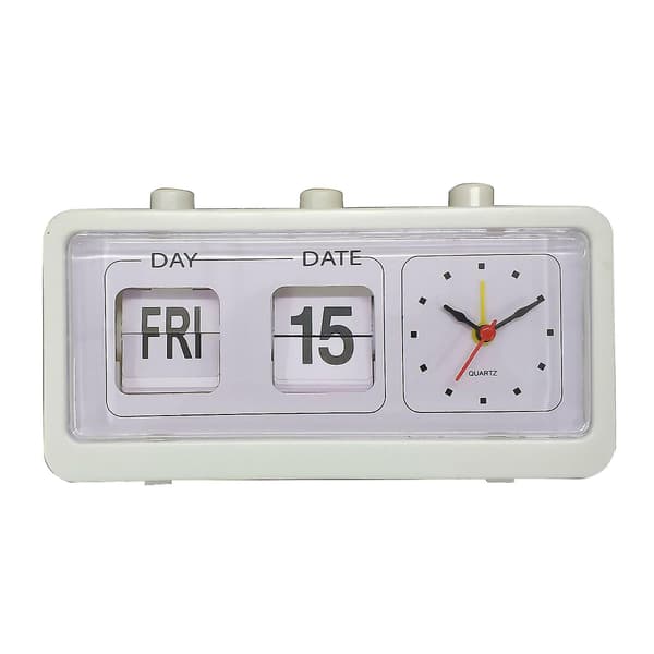 Retro kalender flipklocka sängfyrkantig klocka med 3 tryckknappar hushållssvart Black