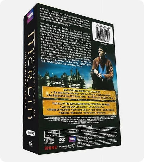 Merlin - Hele serien, sesong 1-5 (DVD, 24-plater, bokssett) engelsk versjon