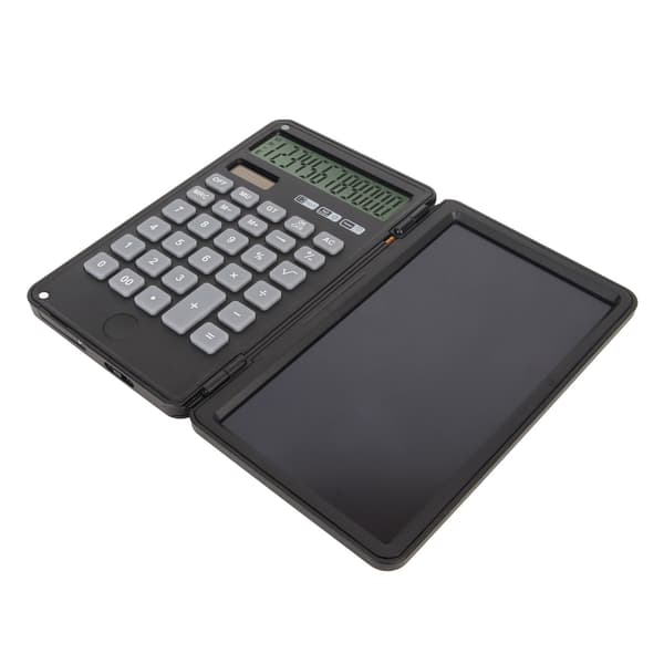 6-inch Calculator 12-Digit with Memo Lock Function, Silent Keyboard, Dual Power Supply, Desktop Calculator with Notepad for Office, Black