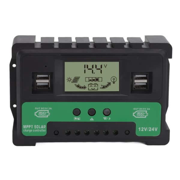 12V 24V 40A Solar Charge Controller LCD Display Dual USB Output PV Regulator