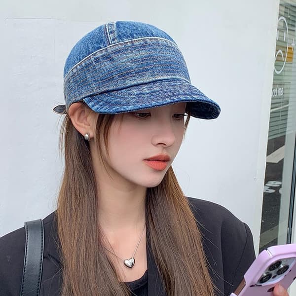 Denim Bucket Hat, Damehat, Kvinders Newsboy Caps Beret Hat
