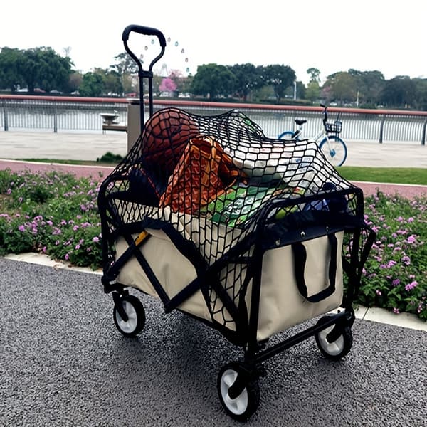 Heavy Duty Nylon Cargo Net for Wagon - Easy Installation, Secure and Compact for Garden Carts and Folding Wagons [DB] Black