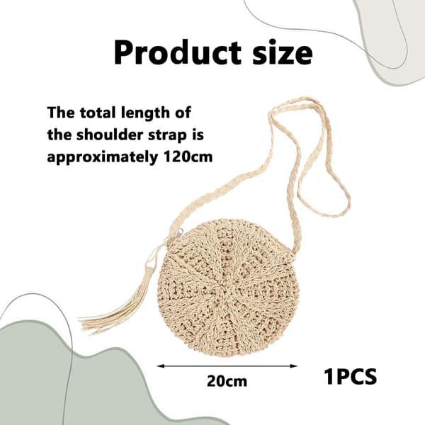 Halm Crossbody Väska, Virkade Väskor för Kvinnor Halm Handväskor Liten Strandväska Halm Tote Bag Halmväskor