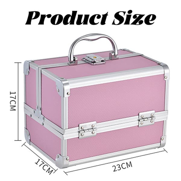 Cosmetic Box with Adjustable Compartments, Portable Makeup Case with Expandable Trays and Upright Mirror, Lockable Makeup Organizer