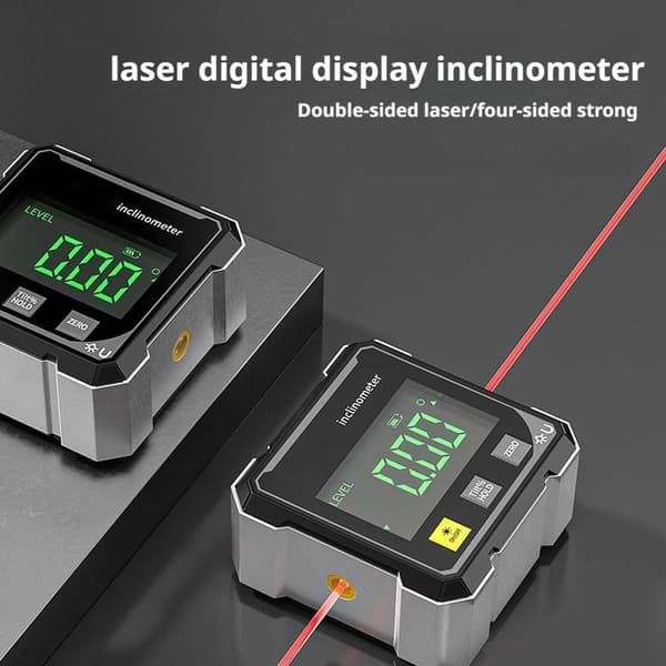 Digital Vinkelmåler med Laser & 4-sidet Magnetisk Base - Elektronisk Niveau Protractor[JUN]