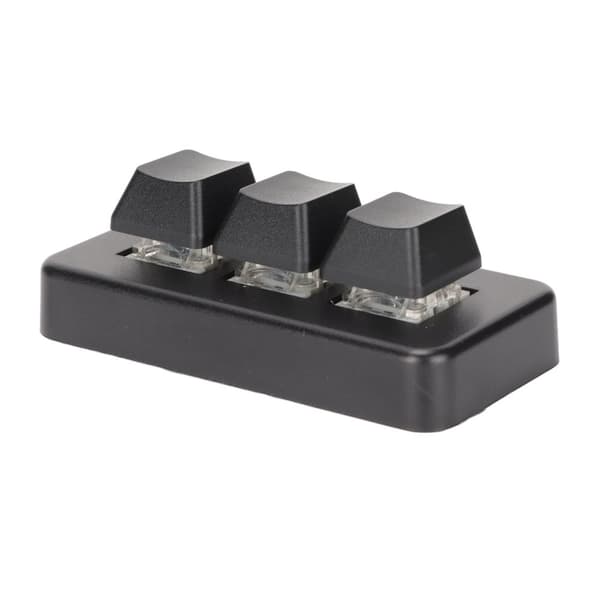 RGB-bakgrunnsbelyst Mini Mekanisk Programmerbart Tastatur med 3 Taster for Datamaskin (Svart)