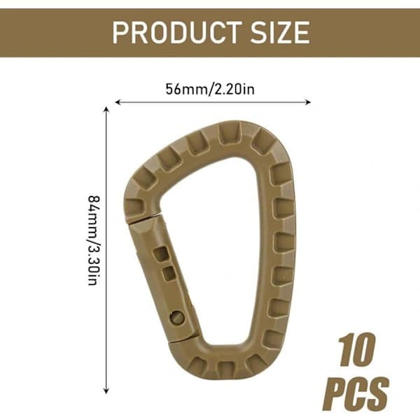 10-pack Plastkarbinhake, Taktisk Karbinhake, Liten Karbinhake, Klätterklämma