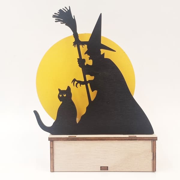 1 stk Halloween-dekorationer Heks Sort Kat Natlamper Festiv