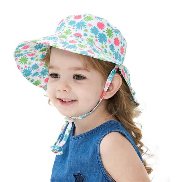 Sommerhat til børn, solhat til udendørs, strandhat, 3-8 år Rose blomster