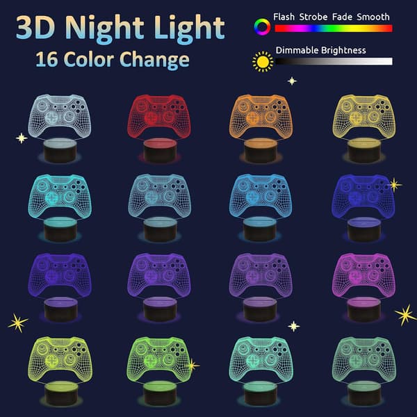Gamepad 3D Illusion Lamp, Control Night Light with Remote Control
