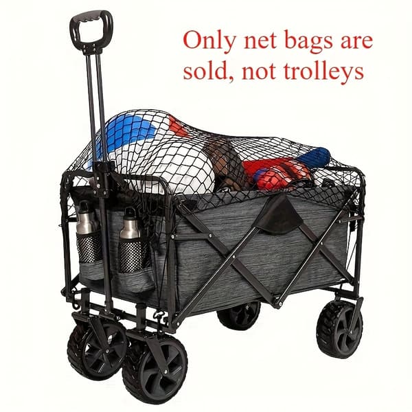 Heavy Duty Nylon Cargo Net for Wagon - Easy Installation, Secure and Compact for Garden Carts and Folding Wagons [DB] Black