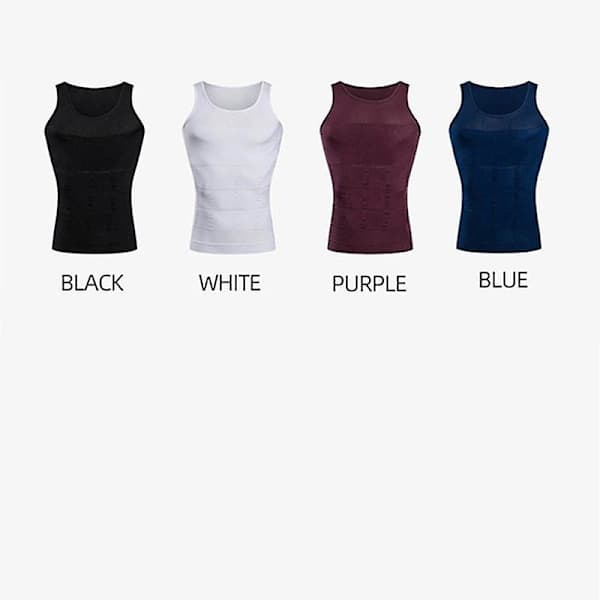 2-pak Shapewear Undertrøje til mænd med mavekontrol og kompression Sort M