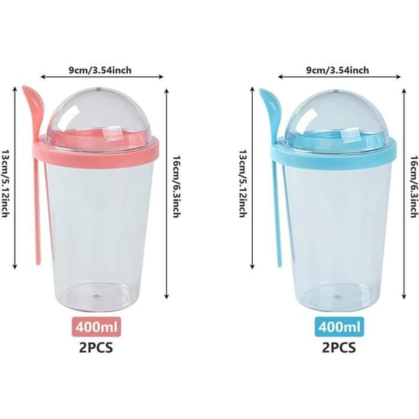 Overnight Oats Jars, Reusable Yogurt Jars for Breakfast, Overnight Oats Containers with Lids and Spoons, 4 Pack