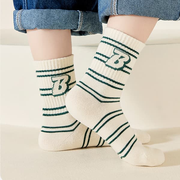5 Pairs Cotton Sports Pattern Kids Socks, Soft Breathable, L