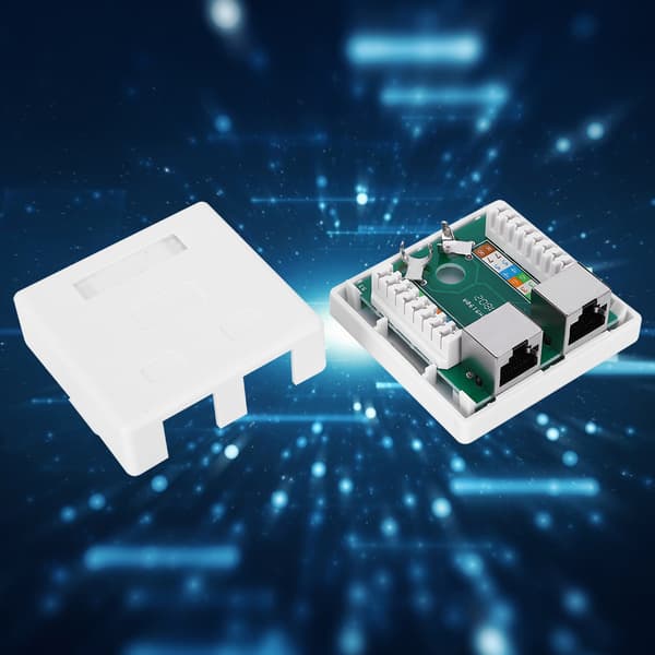 Super 5 Shield RJ45 8P8C Wall Plug Coupling Adapter 2 Port Desktop Extension Cable Mounting Box Surface Mount Jack