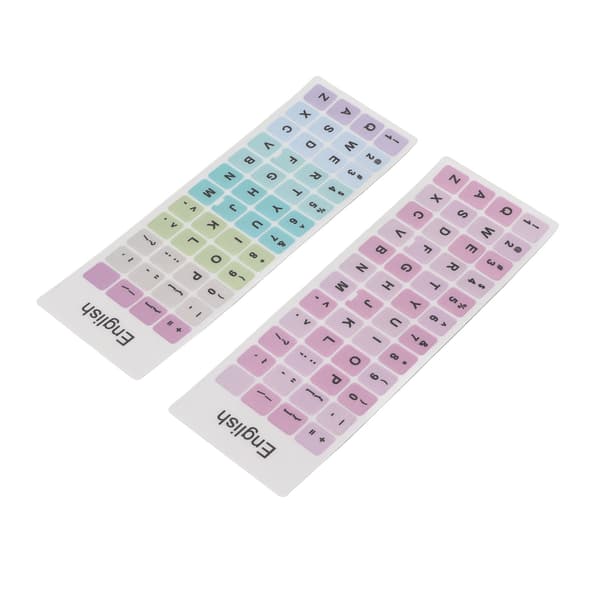 Colorful English Keyboard Stickers - Dustproof and Waterproof - PVC Material - 2 Pcs