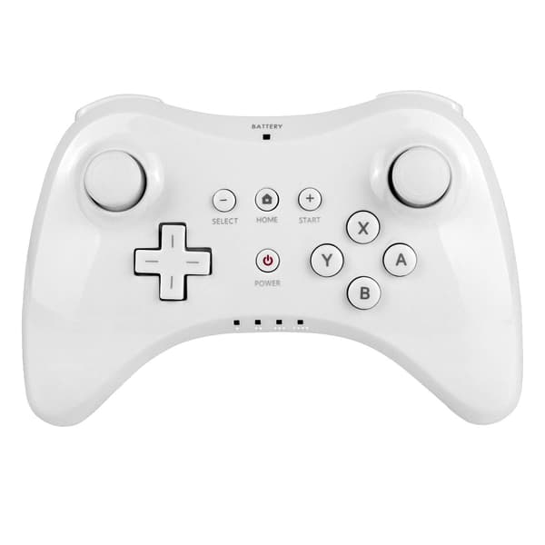 Wii U-kontroller, oppladbar Bluetooth dobbel analog kontroller hvit