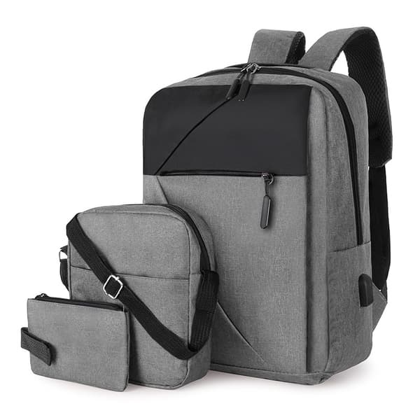 Business Backpack for Men, Large, Casual Laptop Bag, Multifunctional USB Charging, Three-Piece Backpack