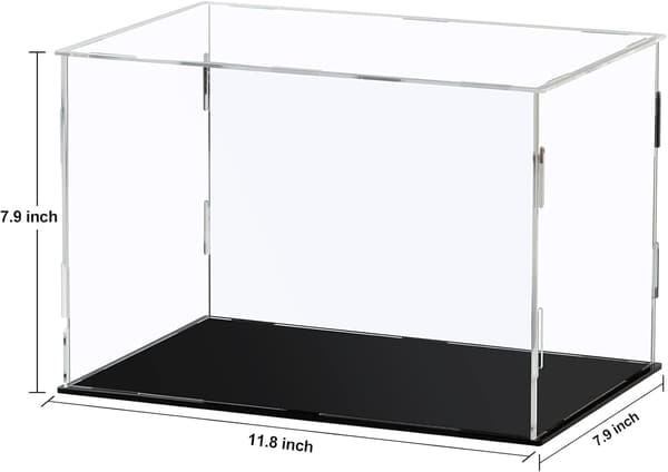 Akryl udstillingsboks, klar akryl udstillingskube til samleobjekter - sort, 30x20x20cm (11.8x7.9x7.9 tommer)
