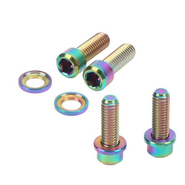4 Set Disc Brake Screw Washers Set M6 18mm Stable Connection Rustproof Lightweight Ti Alloy Disc Brake Fixing Screw Set Colorful